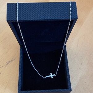 Nadri Elegant Silver Cross Necklace